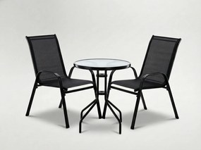 CH 3-dielny záhradný balkónový set nábytku - čierna