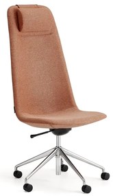 Stolička LANGLEY, vysoký sedák, s kolieskami, brúsený hliník/medená
