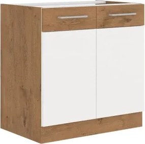 Kuchynská drezová skrinka Vigo, dub lancelot / biely lesk, šírka 80 cm%