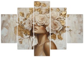 Obraz - Dievča s ružami (150x105 cm)
