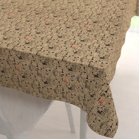 Biante Dekoračný obdĺžnikový obrus PML-093 Pes medzi mačkami na hnedobéžovom 80x120 cm