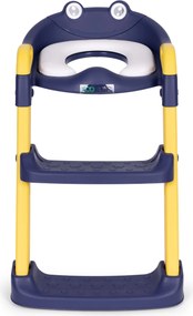 Detská nástavka na toaletu so schodíkmi, protišmyková, mäkké sedadlo, modrá ECOTOYS