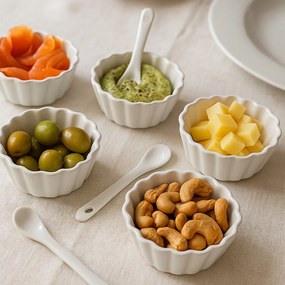 EH Súprava servírovacích misiek s lyžičkami Vlnovka okrúhla, 12 ks