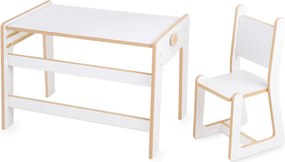 Montessori súprava do detskej izby – stôl a stolička, biela