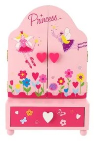 Teddies Zrkadlo šperkovnica Princess 3-dielne zásuvka drevo 16x25x8cm v krabici