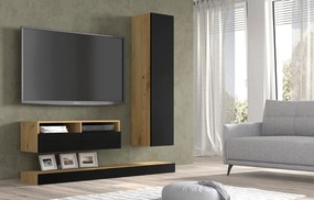 Obývacia stena Dual A (čierna + dub artisan). Akcia -20%. Vlastná spoľahlivá doprava až k Vám domov. 1124922