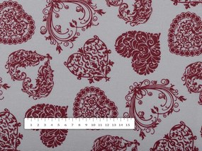 Biante Dekoračná obliečka na vankúš PML-095 Vínové srdcia na sivom 30 x 50 cm