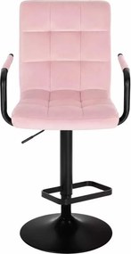 LuxuryForm DESIGN Barová stolička VERONA BLACK VELUR na čiernom tanieri - ružová