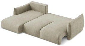 Béžová ženilková rozkladacia rohová pohovka (ľavý roh/s leňoškou) Leila – Makamii