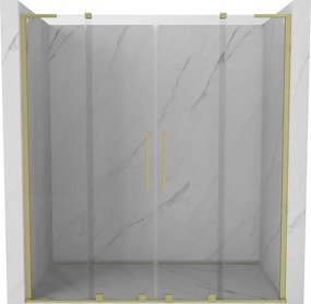 Mexen Velar L Duo, posuvné sprchové dvere do otvoru 170 cm, 8mm číre sklo, zlatá matná, 871-170-003-02-55