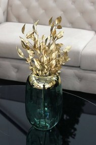 Zelená sklenená váza so zlatým okrajom 25cm