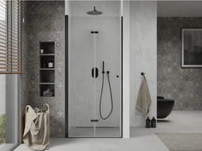 Mexen Lima, skladacie sprchové dvere do otvoru 80 x 190 cm, 6mm číre sklo, čierny profil, 856-080-000-70-00