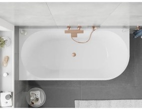 Mexen Silo, rohová voľne stojaca ryhovaná vaňa, ľavá, 170 x 80 cm, biela-čierna, medený matný prepad, 52891708075L-65