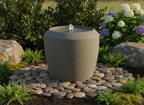 Plastová záhradná fontána s LED osvetlením, 33,6 x 33,6 x 30,5 cm, sivá