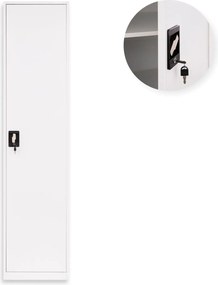 Úzka kovová kancelárska skriňa na dokumenty na kľúč Tokio White