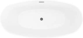 Mexen Olea, voľne stojaca vaňa, vzor, 170 × 80 cm, biela-čierna, grafitový prepad, 52821708075-95