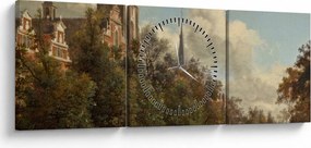 Obraz - Jan van der Heyden, View Down a Dutch Canal, reprodukcia (s hodinami) (90x30 cm)