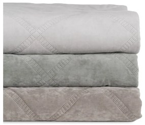 Krémový zamatový prešívaný pléd 230x260 cm – Ixia