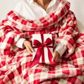 Deka ARNO s rukávmi, červená / biela 758089