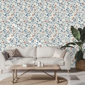 Tapeta jemné kvety na bielom pozadí