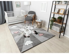Detský kusový koberec Jednorožec sivý 240x330cm
