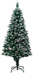 Zasnežený umelý vianočný stromček s borovicovými šiškami 180 cm 321016