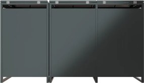 Kovový prístrešok pre 3 popolnice, antracit, 197×116×80 cm