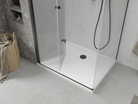 Mexen Lima, sprchovací kút so skladacími dverami 70 (dvere) x 100 (stena) cm, 6mm číre sklo, čierny profil + slim sprchová vanička biela s čiernym sifónom, 856-070-100-70-00-4010B
