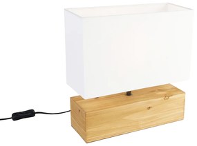Vidiecka stolová lampa drevená s bielym tienidlom - Valesca