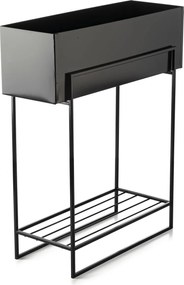 KOVOVÝ KVETINÁČ SO STOJANOM RECT 72X23X60 CM ČIERNA
