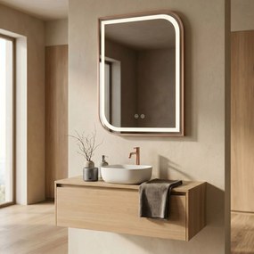 Rea ZONE, LED zrkadlo 60x80cm v ráme, brúsené ružové zlato, HOM-00300