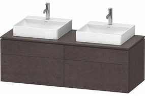 DURAVIT L-Cube závesná skrinka pod dve umývadlá na dosku, 4 zásuvky, 1420 x 550 x 482 mm, dub tmavý kartáčovaný, LC4872B72720000