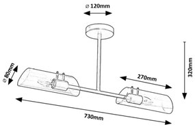 Rabalux 75028 - Kúpeľňový luster na tyči TEODORO 2xE14/12W/230V IP44 čierna