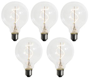 Sada 5 ks Stmievateľná LED žiarovka E27 so špirálovým vláknom G95 4W 270lm 2200K
