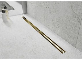 Mexen Flat nerezový sprchový žľab s rotačným 360° sifónom 80 cm, vzor SLIM, zlatá, 1541080