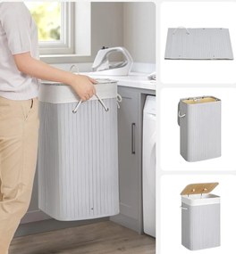 Koš na prádlo Luxo 72 l šedý/bambus