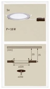 Paulmann 92075 - LED/18W Kúpeľňové podhľadové svietidlo QUALITY LINE 230V IP44