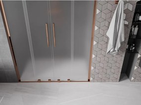 Mexen Velar L Duo, posuvné sprchové dvere do otvoru 160 cm, 8mm sklo námraza, ružové zlato, 871-160-003-32-60