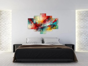 Obraz – Abstrakcia s červenou (150x105 cm)