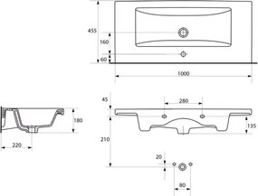Cersanit K32-016-EX1 - Zapustené umývadlo COMO 45x100 cm keramika/lesklá biela