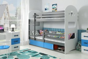 Interbeds Poschodová posteľ DOMINIK 193cmx86cm - sivo modrá