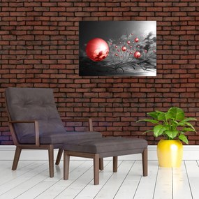 Sklenený obraz červených gulí (70x50 cm)