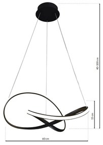 Závesné LED svietidlo Cappio, 1x LED 36w, 4000k, b