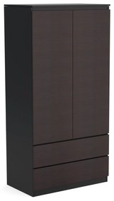 Šatní skriňa 90cm so 2 zásuvkami a vešiakom LUNE Čierna/Wenge