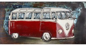 Kovový obraz FAM0434 – retro VW dodávka, auto veterán 80×40 cm
