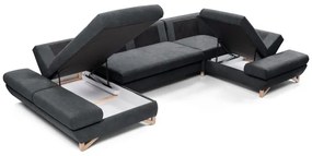 Rozkladacia rohová čalúnená sedacia súprava s úložným priestorom v tvare U AVESTA antracit