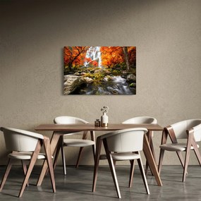 Obraz - Vodopády v oranžovom lese (90x60 cm)