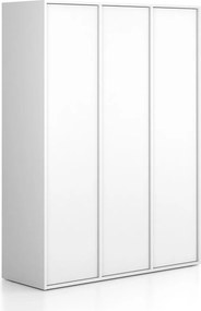 Šatníková skriňa FRAME, 3 oddiely, 1299 x 450 x 1735 mm, PUSH-lock, biela