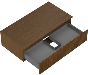 Mexen Rivel, kúpeľňová skrinka 90 cm s hornou časťou, 1 zásuvka, drážkovaná, orech, 91A20-09023-1-BFC86