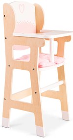 Drevená jedálenská stolička pre bábiky s vankúšikom